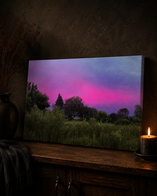 When the Sky Turned Pink | Moody Sunset Photography Canvas