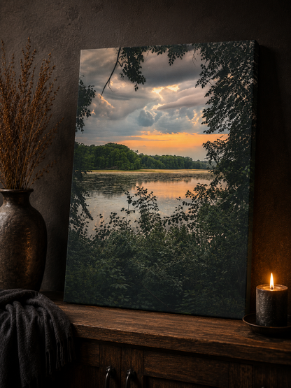 Beyond the Trees | Moody Lake Photography Canvas