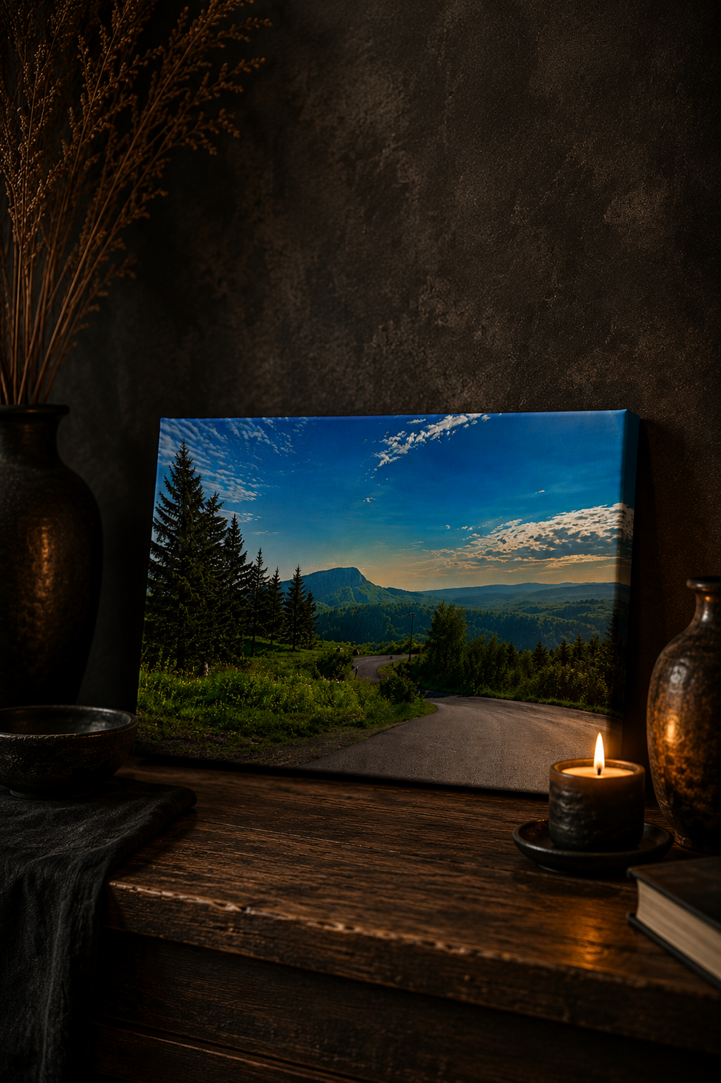 Beyond the Bend | Mountain Road Photography Canvas