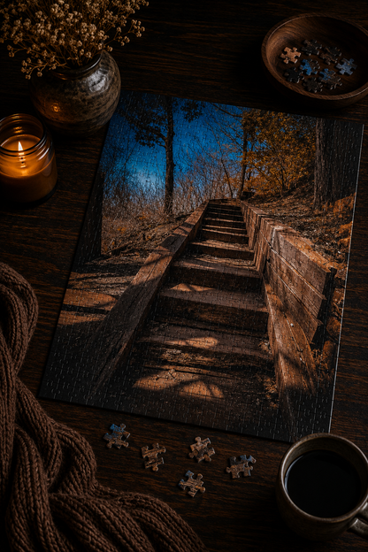 Where the Path Rises | Woodland Stairway Photography Puzzle