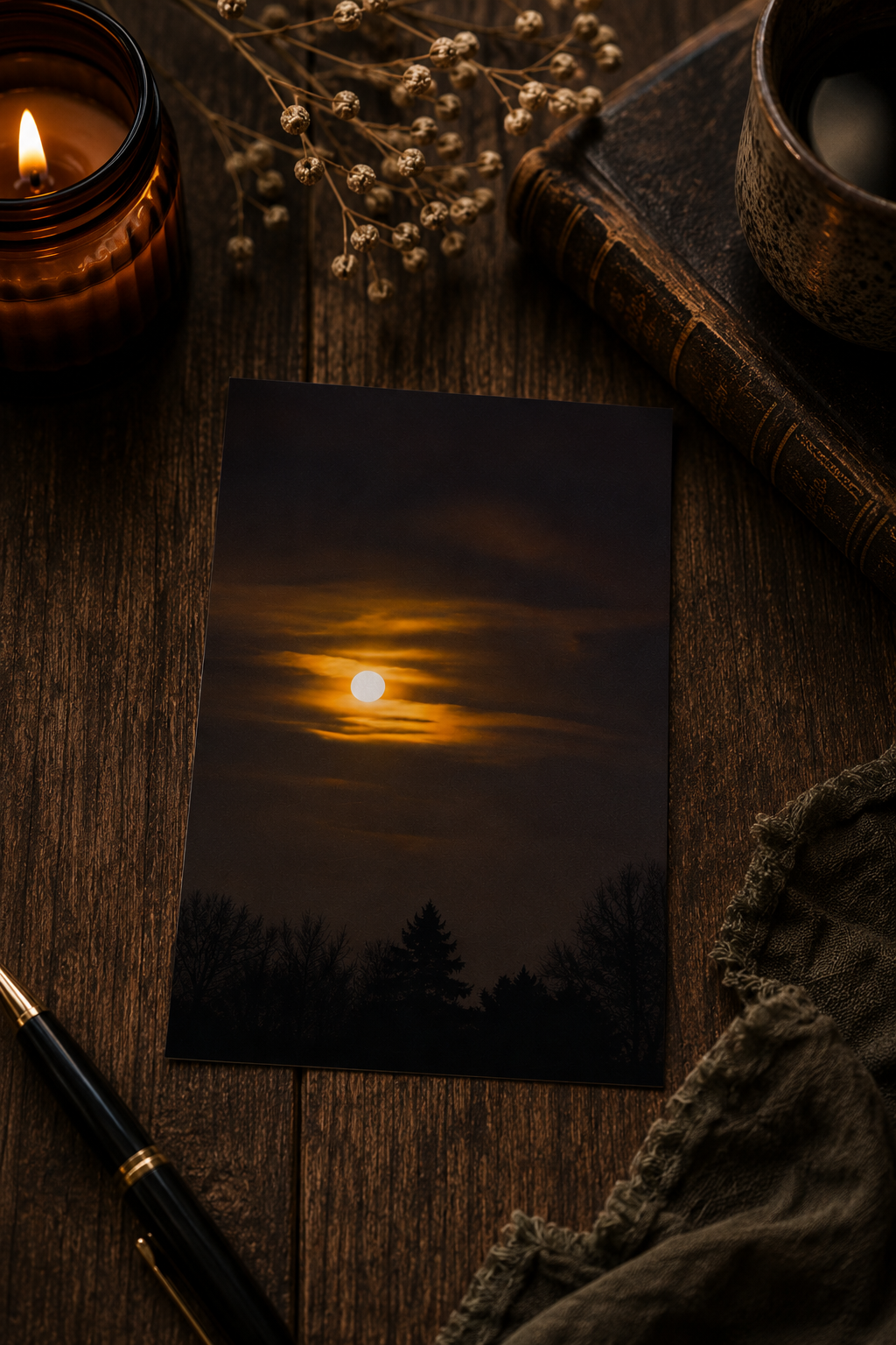 Ember Moon | Moody Night Sky Photography Postcard