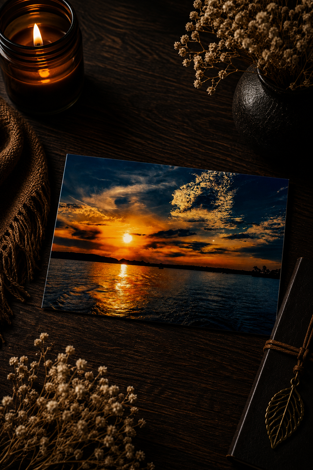 Last Light | Golden Lake Sunset Photography Postcard