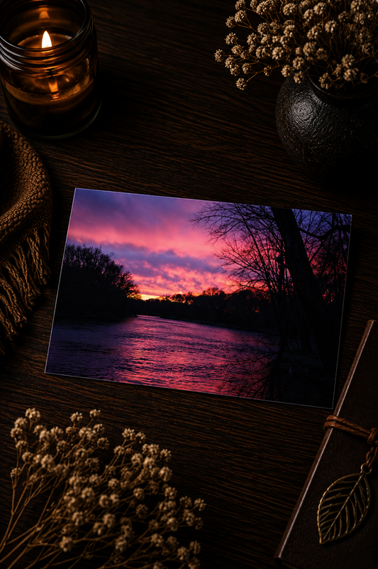 Afterglow | Pink Twilight River Photography Postcard