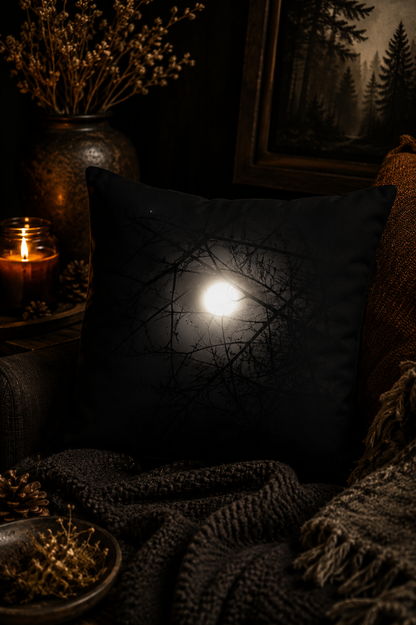 Moonlit Solace | Dark Nature Photography Pillowcase